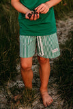 NEW! Cabana Stripe (Green) Adventure Swim Shorts