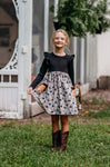 Midnight Bouquet Flutter Sleeve Dress