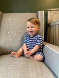 Faded Navy Striped Romper