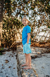 Super Teal Gingham Adventure Swim Shorts