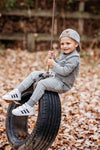 Grey Striped Jogger Pants