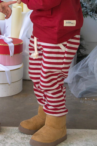 Candy Cane Red Striped Jogger Pants